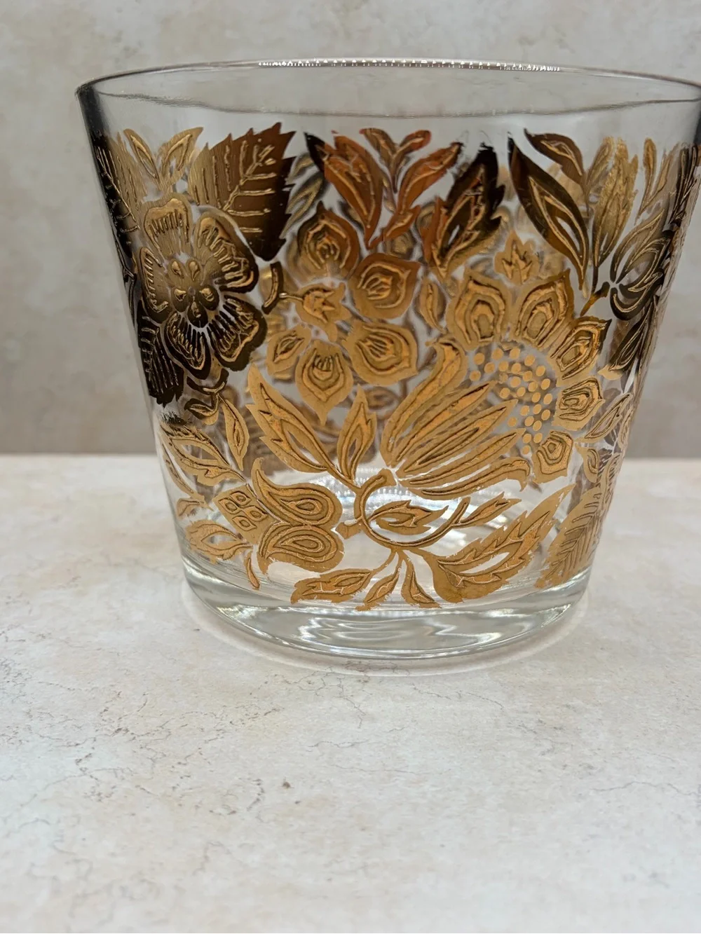1960's Georges Briard MCM Persian Garden Ice Bucket And Tongs 22k Gold Embellish
